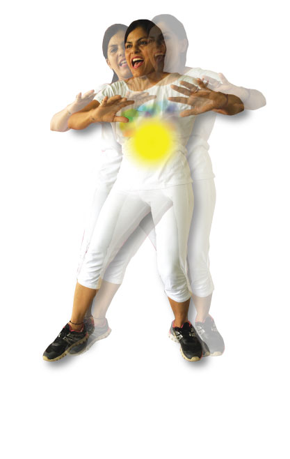 Solar plexus chakra activation - side kick & arm press