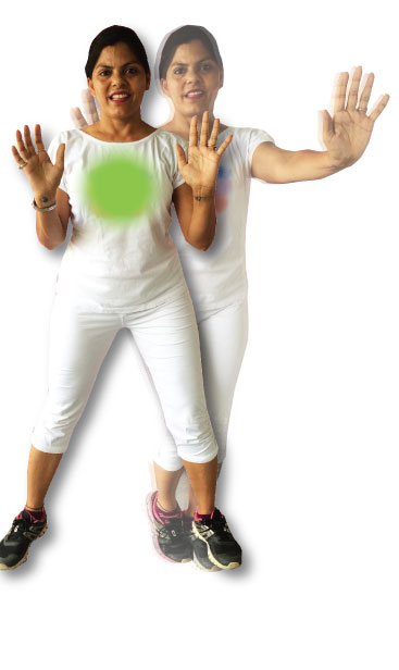 Heart chakra exercises - elbow press & hand press