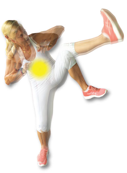 Solar plexus chakra activation - side kick & arm press